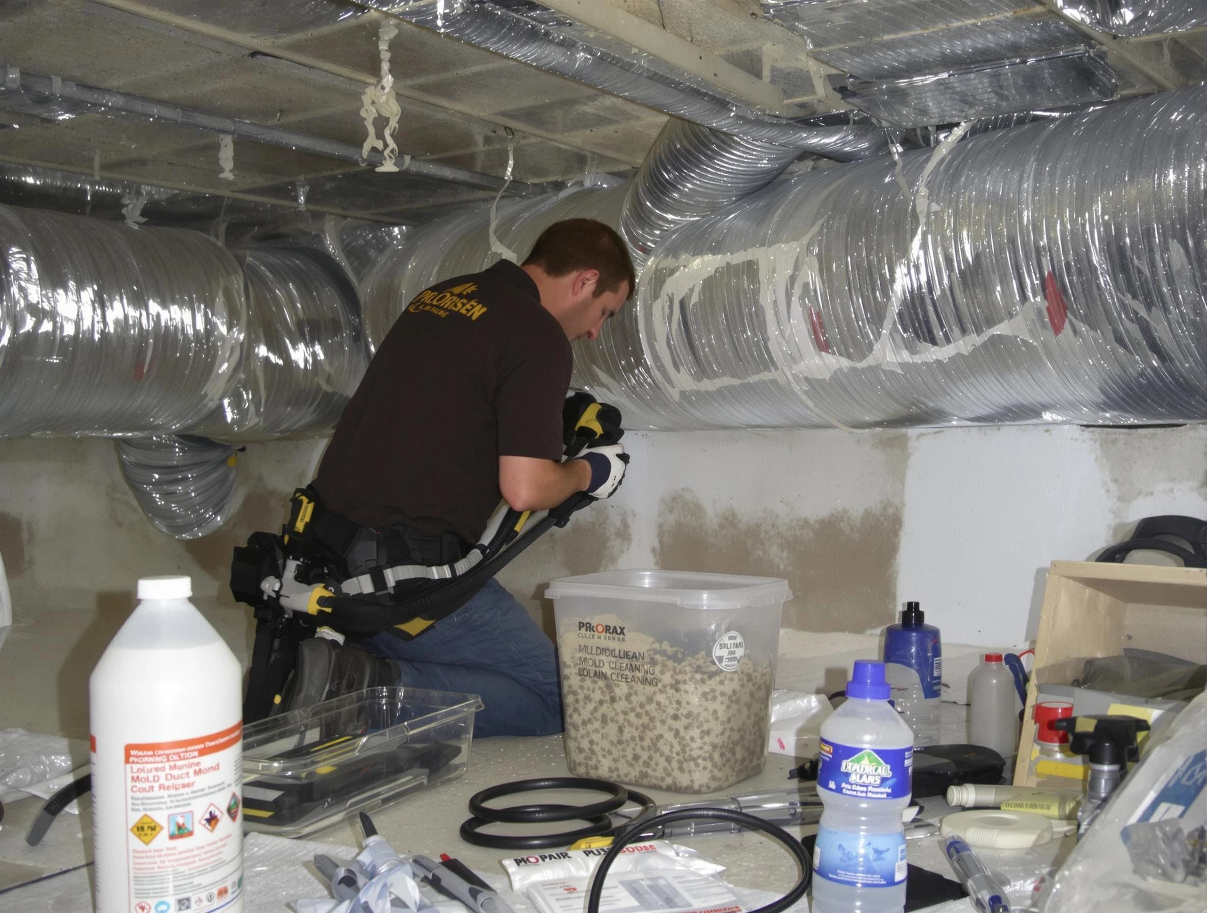 Temecula Air Duct Cleaning specialist performing professional mold removal from air ducts in Temecula