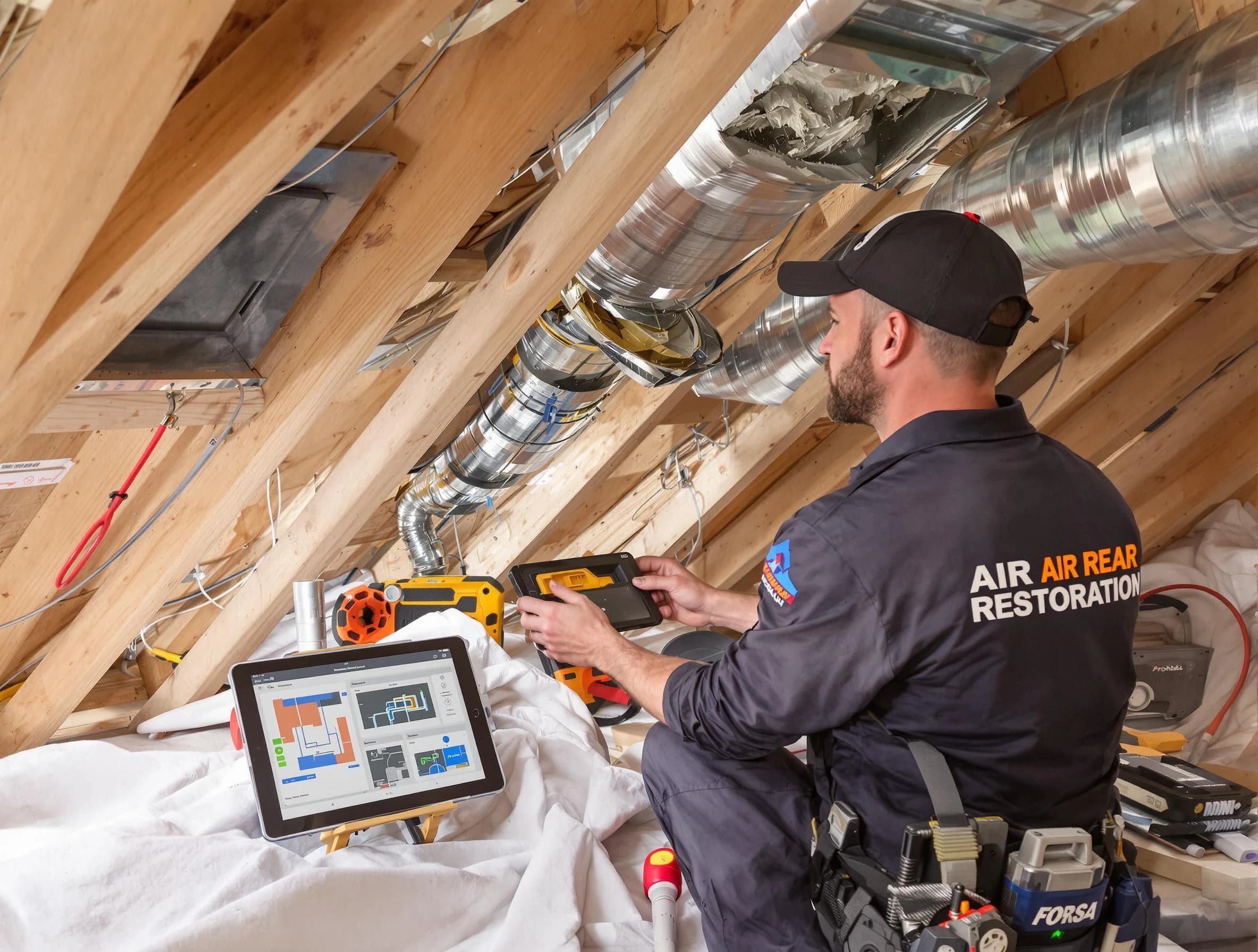 Temecula Air Duct Cleaning technician performing precise duct repair work in Temecula