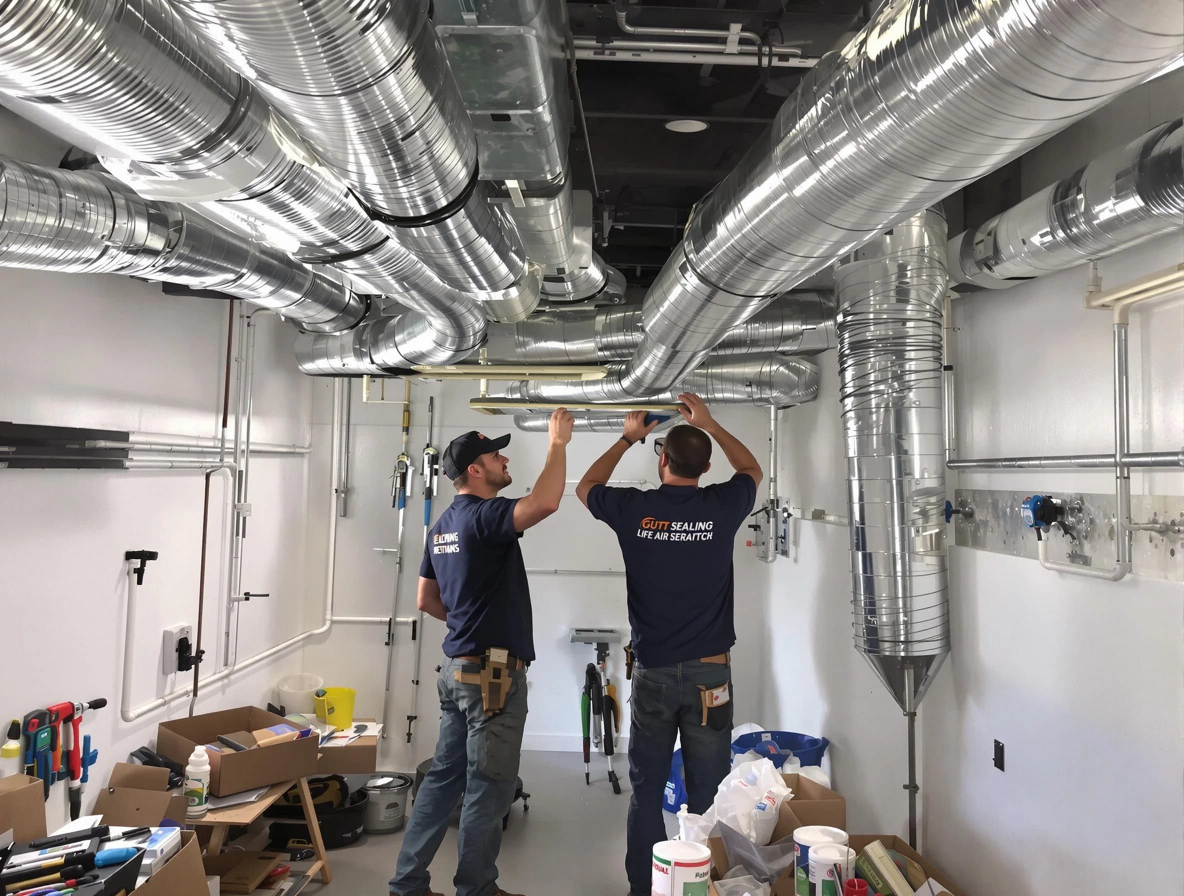 Temecula Air Duct Cleaning technician applying professional duct sealing solutions in Temecula