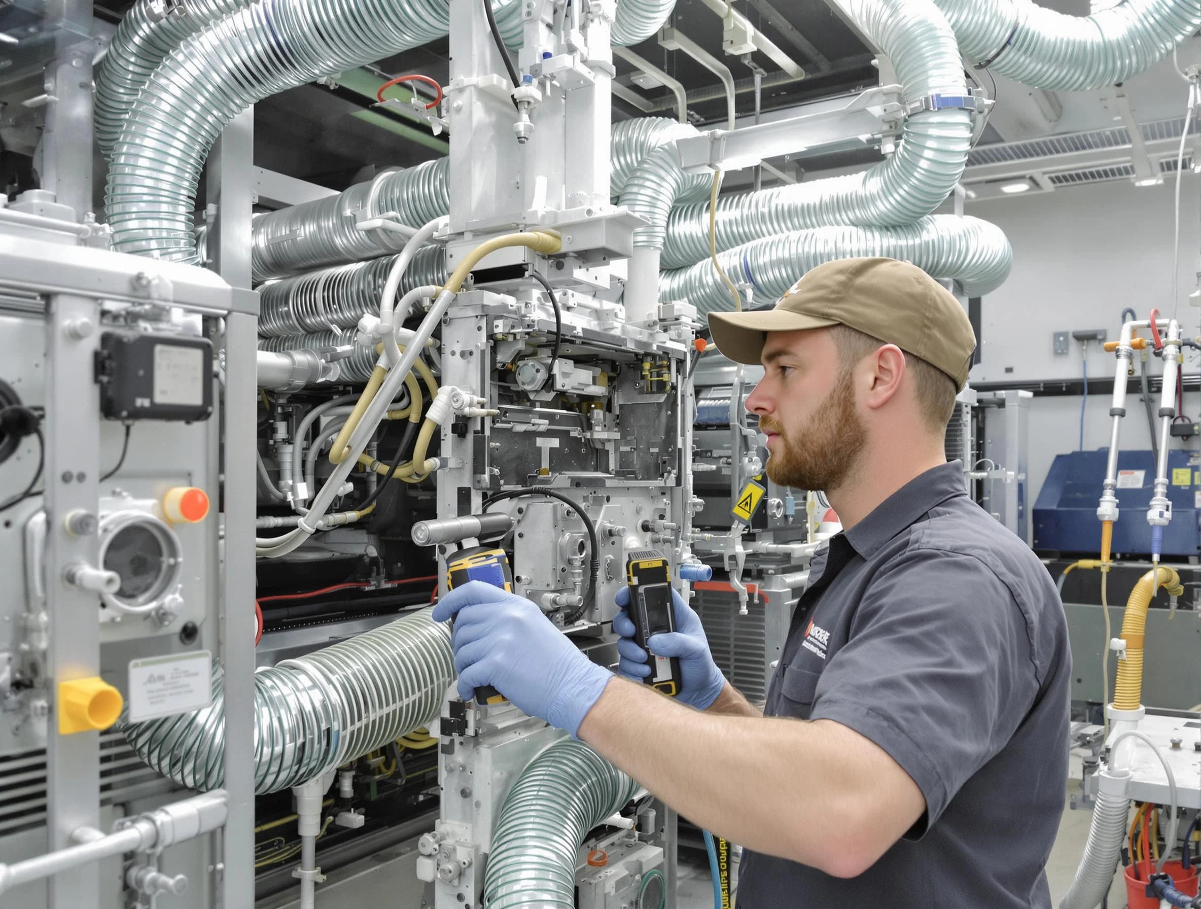 Temecula Air Duct Cleaning technician performing precision commercial coil cleaning at a business facility in Temecula