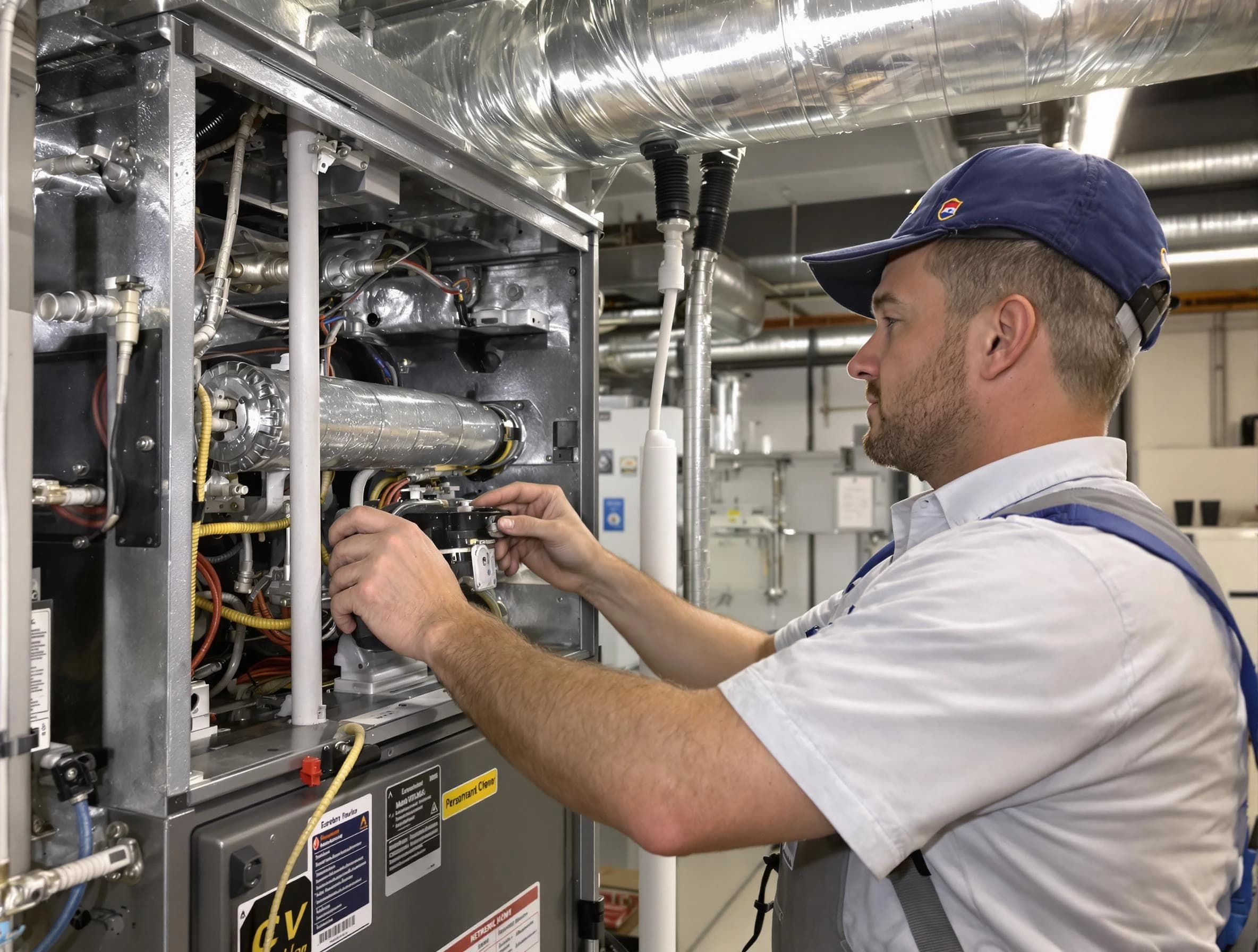 Temecula Air Duct Cleaning specialist performing thorough furnace duct cleaning to improve heating efficiency in Temecula